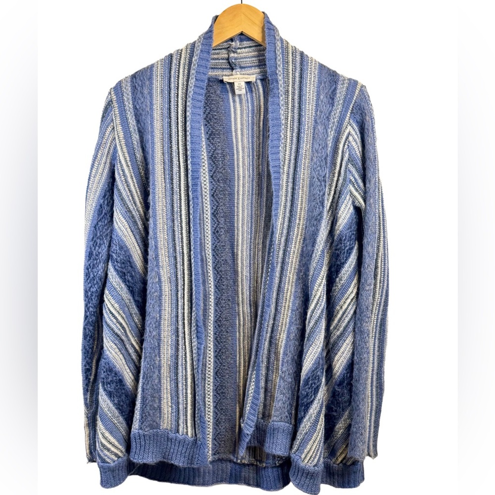 VINTAGE AMERICA | Open Front|Long|Stripe|Knit|Swing Sweater Cardigan